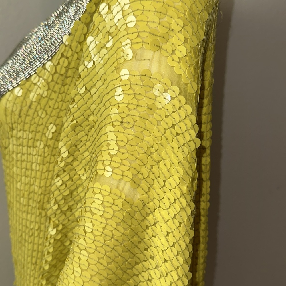 CAMILLA yellow sequin beaded short kimono kaftan runway dress OS *READ* - Picture 10 of 13